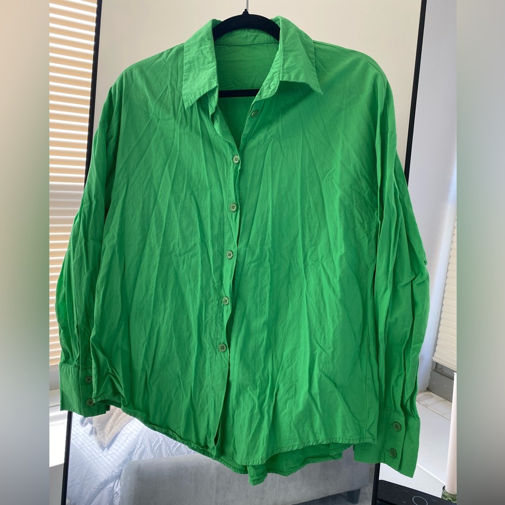 Amazon - Women’s Green Button Down Shirt - Size S